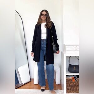 Goodthreads Wool Blend Women's Classic Black Longline Cardigan With Pockets